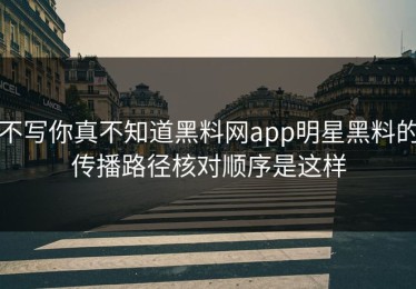 不写你真不知道黑料网app明星黑料的传播路径核对顺序是这样