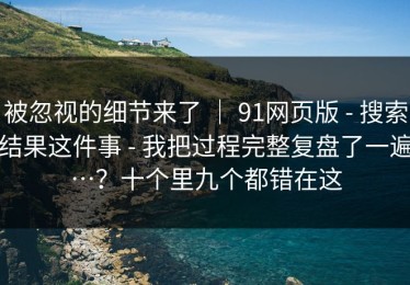 被忽视的细节来了 ｜ 91网页版 - 搜索结果这件事 - 我把过程完整复盘了一遍…？十个里九个都错在这