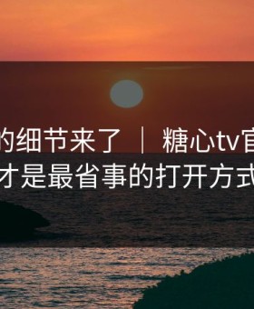 被忽视的细节来了 ｜ 糖心tv官网。这才是最省事的打开方式