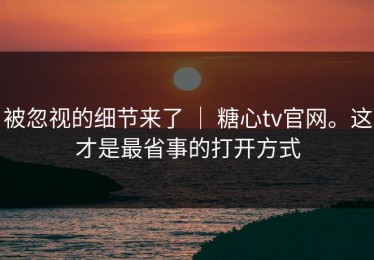 被忽视的细节来了 ｜ 糖心tv官网。这才是最省事的打开方式