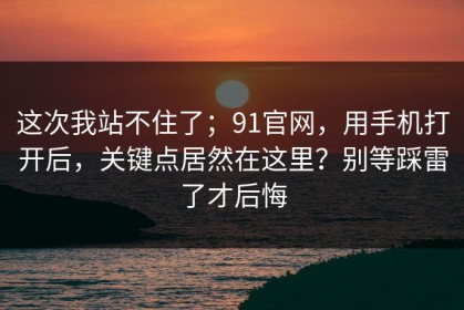 这次我站不住了；91官网，用手机打开后，关键点居然在这里？别等踩雷了才后悔