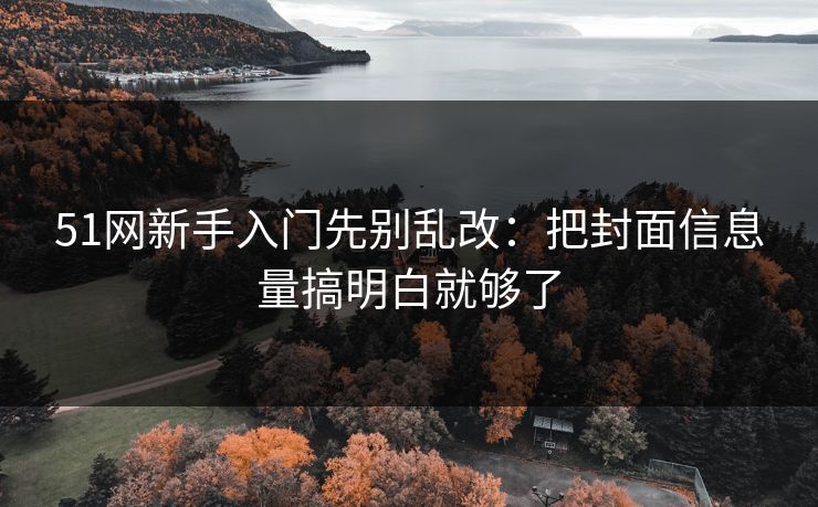 51网新手入门先别乱改：把封面信息量搞明白就够了