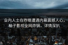 业内人士在昨晚遭遇内幕震撼人心，柚子影视全网炸锅，详情深扒