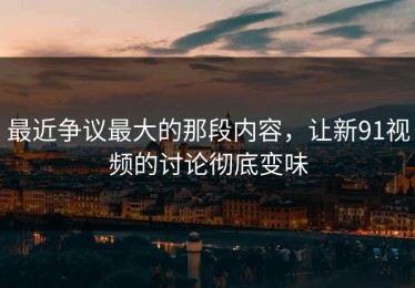 最近争议最大的那段内容，让新91视频的讨论彻底变味