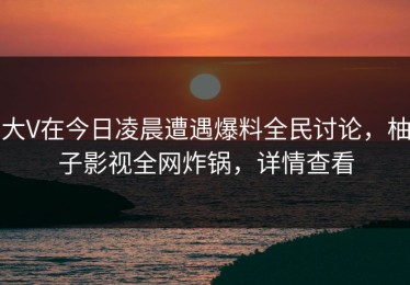 大V在今日凌晨遭遇爆料全民讨论，柚子影视全网炸锅，详情查看