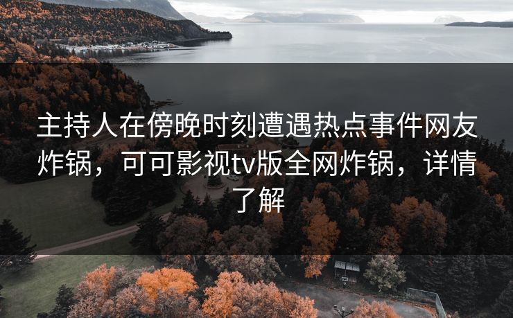 主持人在傍晚时刻遭遇热点事件网友炸锅，可可影视tv版全网炸锅，详情了解