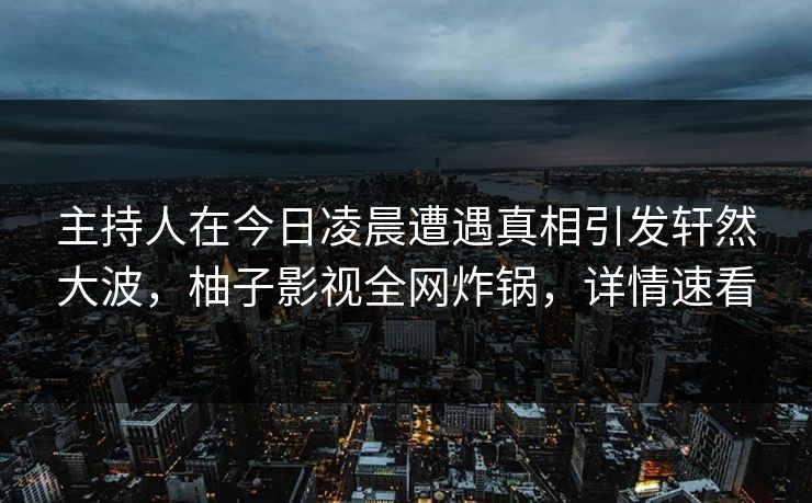 主持人在今日凌晨遭遇真相引发轩然大波，柚子影视全网炸锅，详情速看